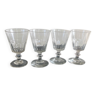 4 verres anciens à facettes XIXe