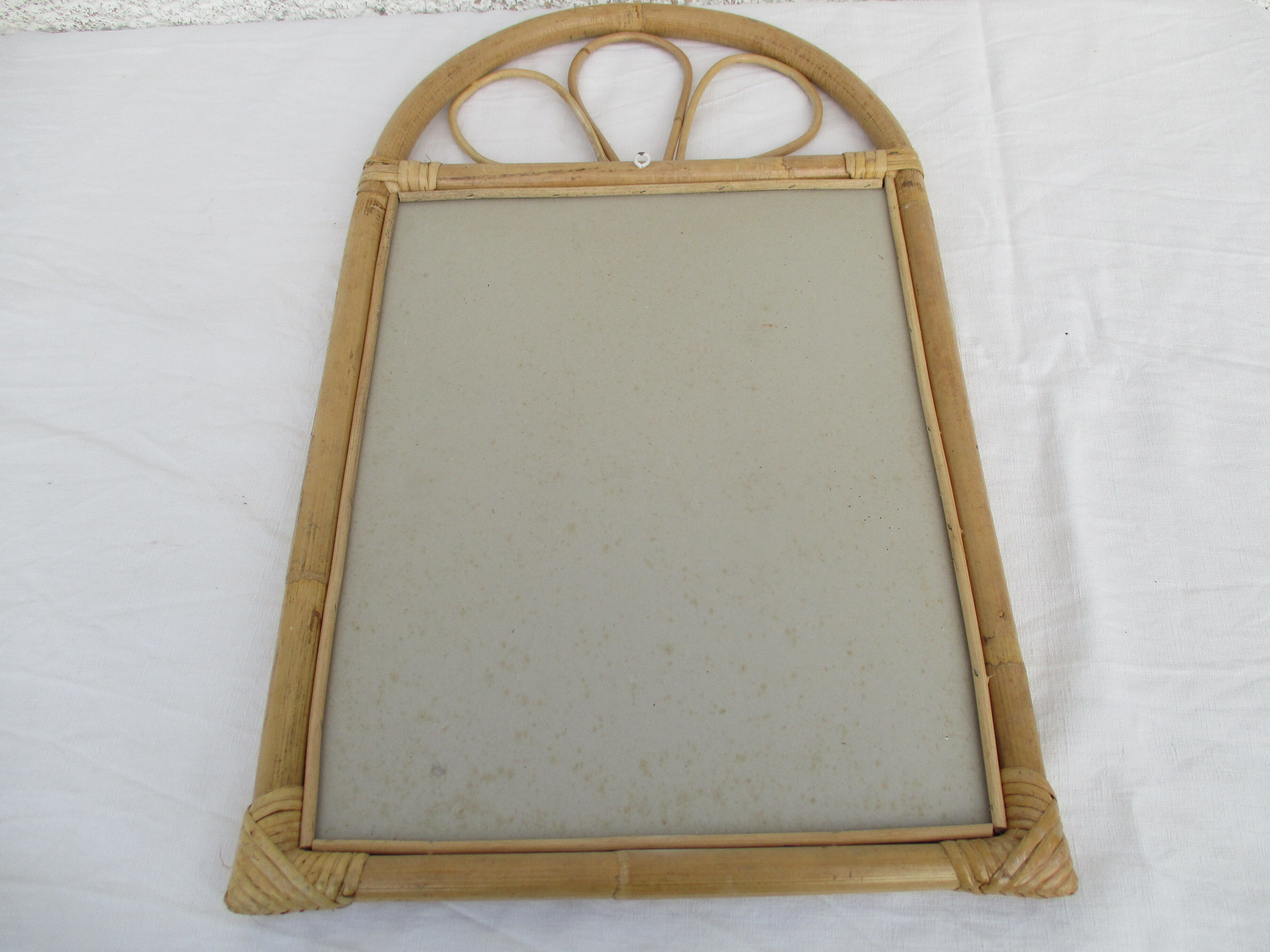 Mirror in bamboo and vintage rattan deco, 61x37 cm