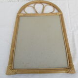 Mirror in bamboo and vintage rattan deco, 61x37 cm