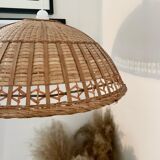 Vintage braided wicker pendant lamp
