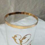 Glass emailgold glass cup monogram letter "g" end 19 eme
