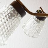 Vintage chandelier in molded glass, brass and steel - 5 branches - 1960s