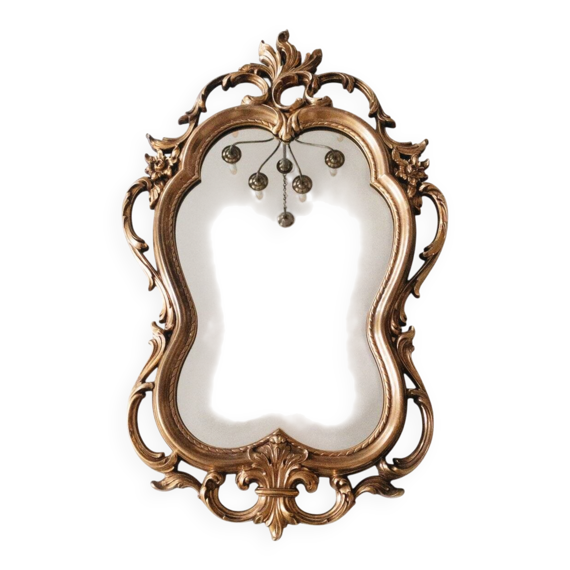 Miroir mural en or de style Hollywood Regency, USA