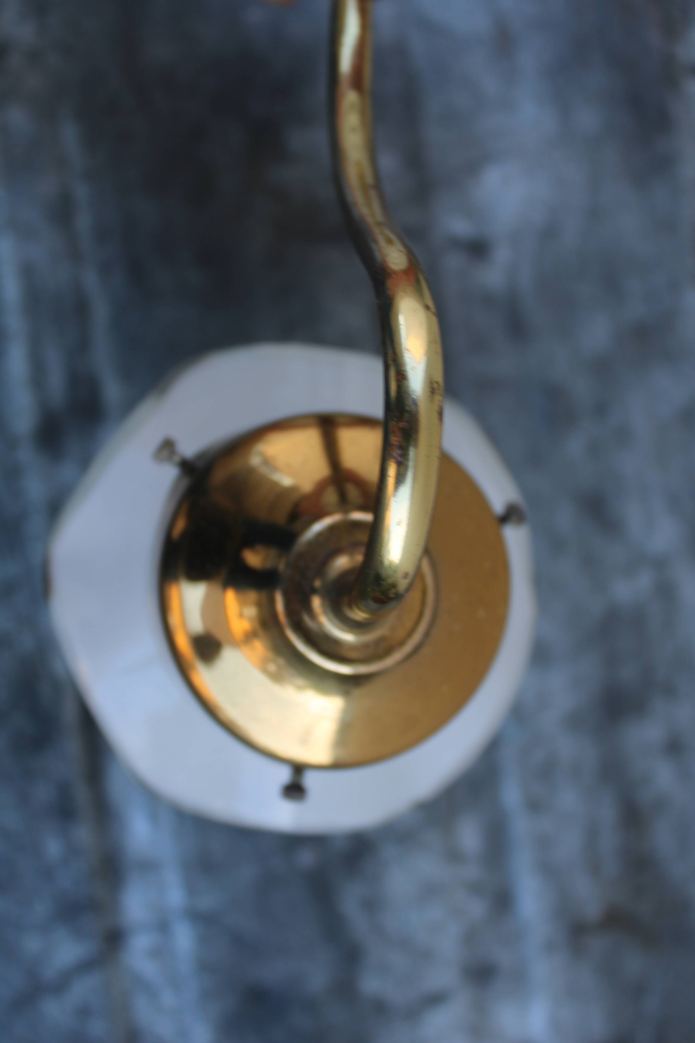 Wall light opaline and brass lantern