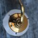 Wall light opaline and brass lantern