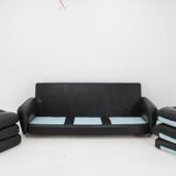 1970s 3-Seater Sofa in Black Leather,Italy