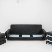 1970s 3-Seater Sofa in Black Leather,Italy