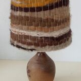 Sandstone lamp, wool lampshade, 50s/60s