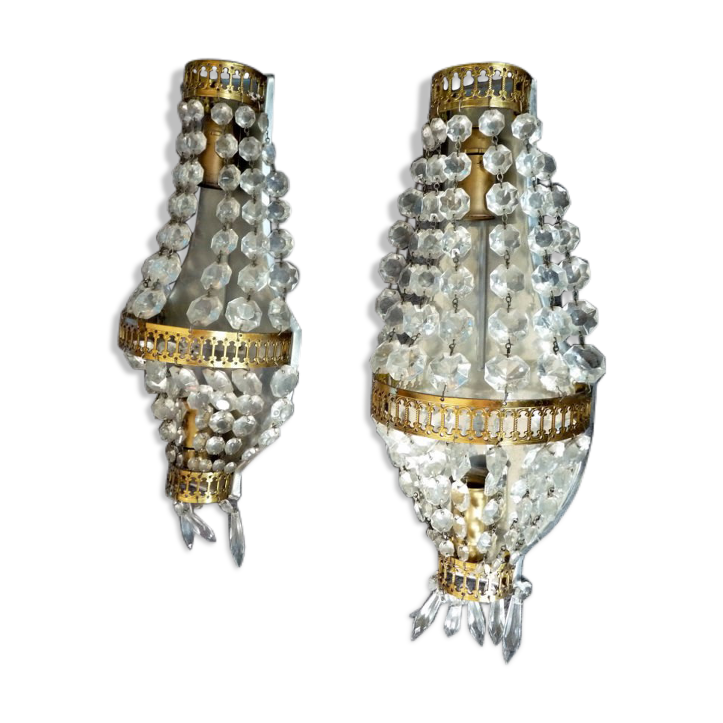 2 old hot air balloon sconces crystal grapevines 2 lights