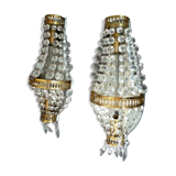 2 old hot air balloon sconces crystal grapevines 2 lights