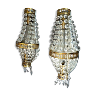 2 old hot air balloon sconces crystal grapevines 2 lights