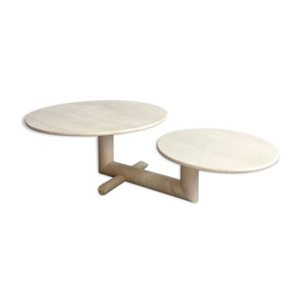 Mid-century Sculptural Italian Travertine Coffee Table, Minimalist Design, 1980s