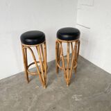Pair of high rattan stools