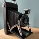 Old Kodak Brownie Six 16 folding bellows camera with leather case