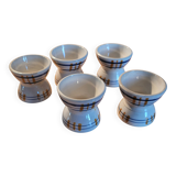 5 devil's egg cups in earthenware, Poitou model from Sarreguemines.