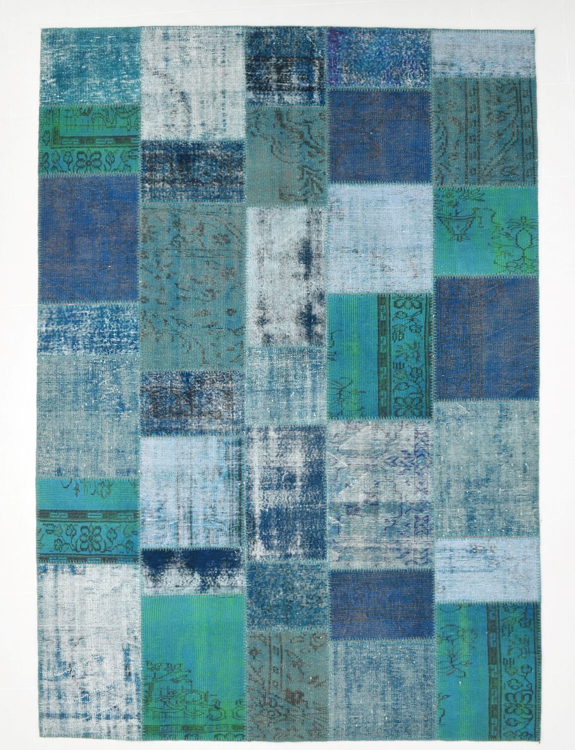 Oversized blue and green wool turkish carpets