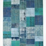 Oversized blue and green wool turkish carpets