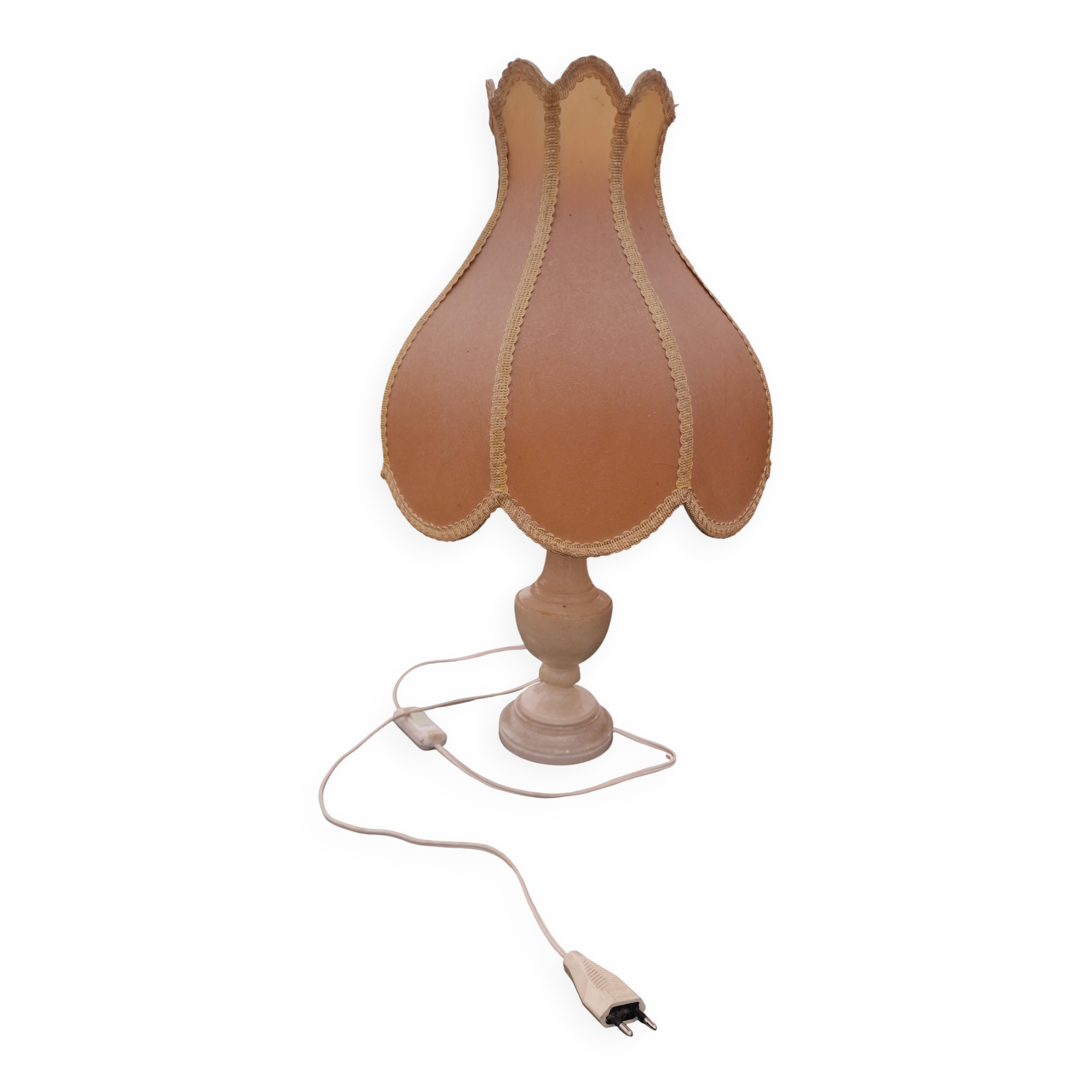 Vintage bedside lamp with scalloped shade