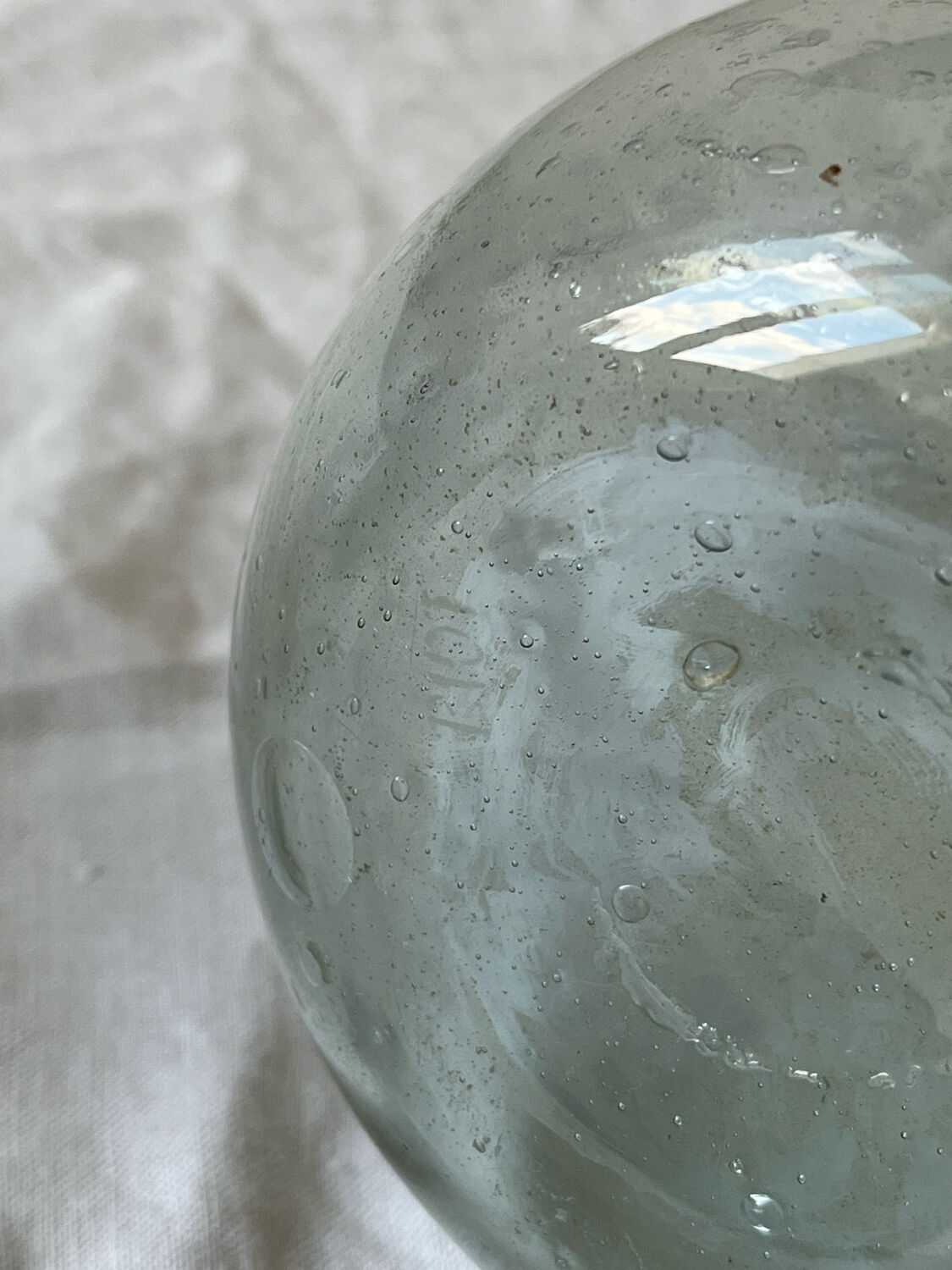 Biot vintage light blue bubbled blown glass soliflore vase