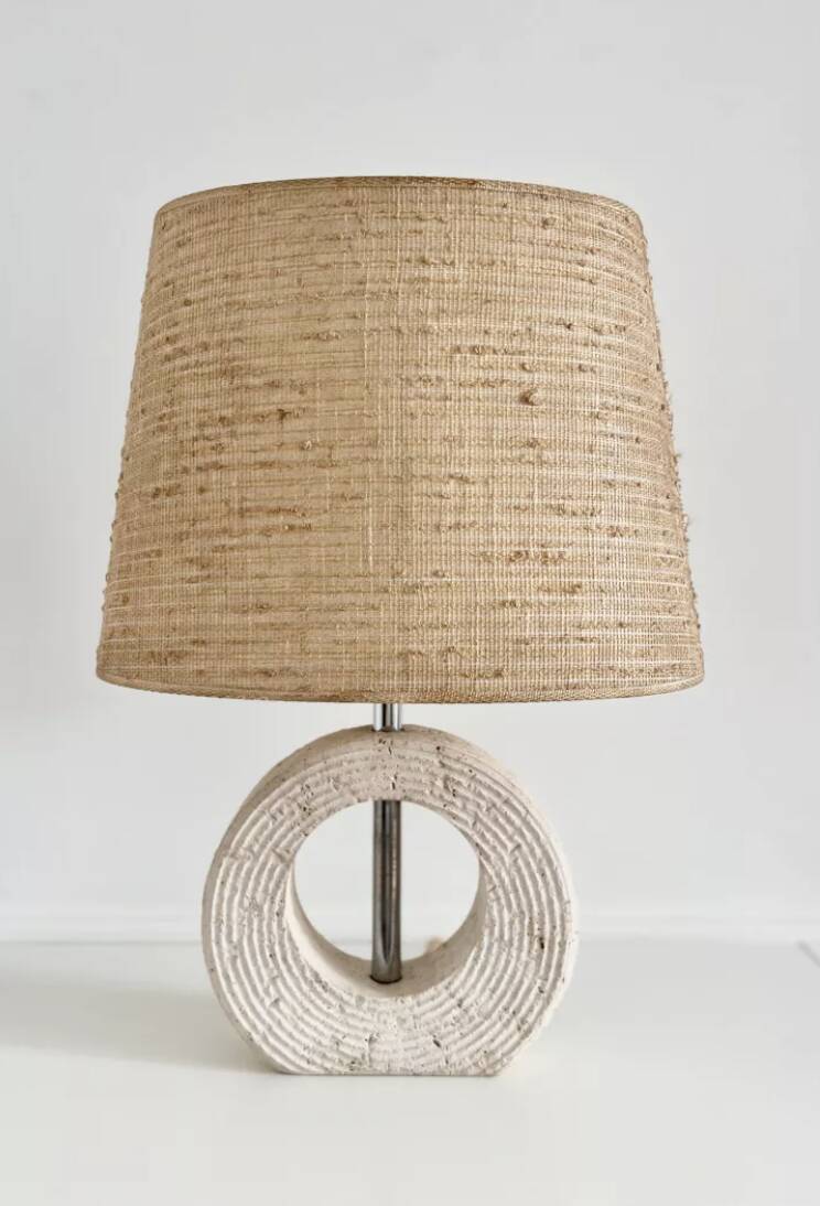 Mid-Century Modern Travertine Table Lamp by CE.VA. Studio, Italy, 1970s