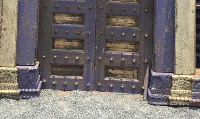 Old Indian door in old teak, piece and patina of origin