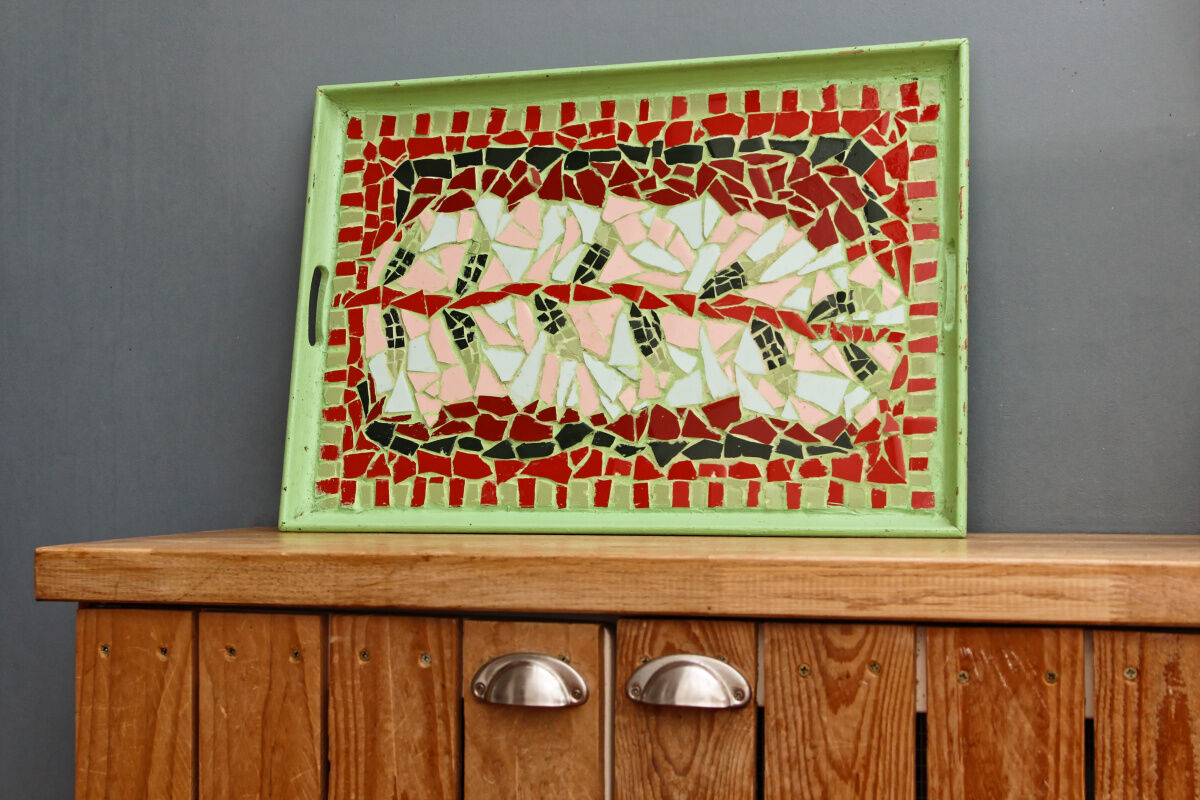 Wooden top and vintage mosaic