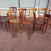 Set of 16 mismatched wooden bistro chairs - vintage - luterma
