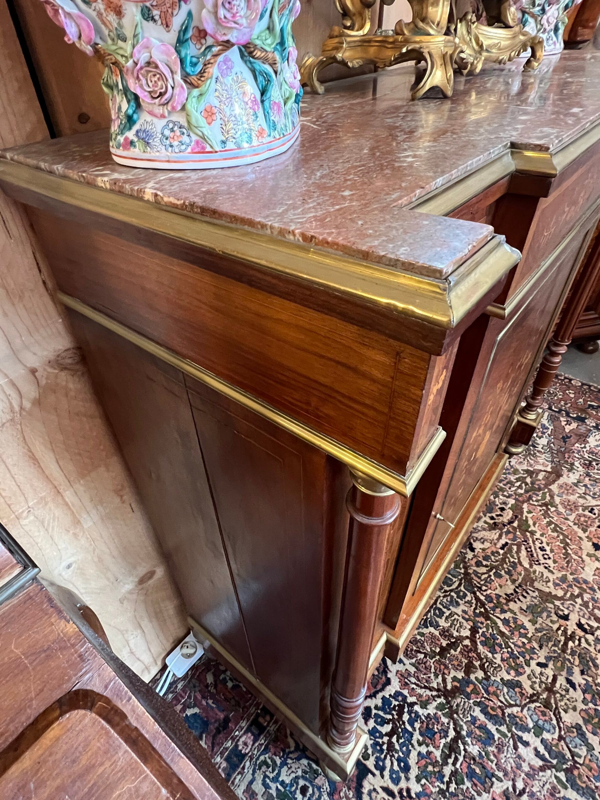 Napoleon III sideboard, rosewood and floral marquetry, 19th century