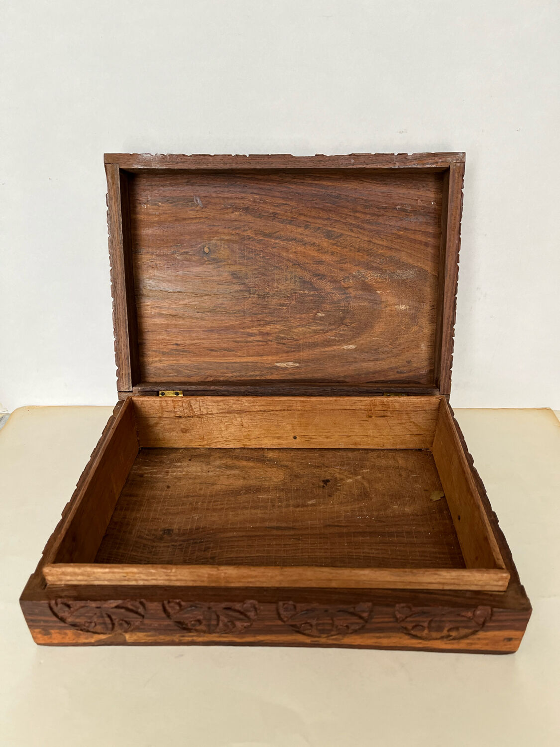 Carved wooden box