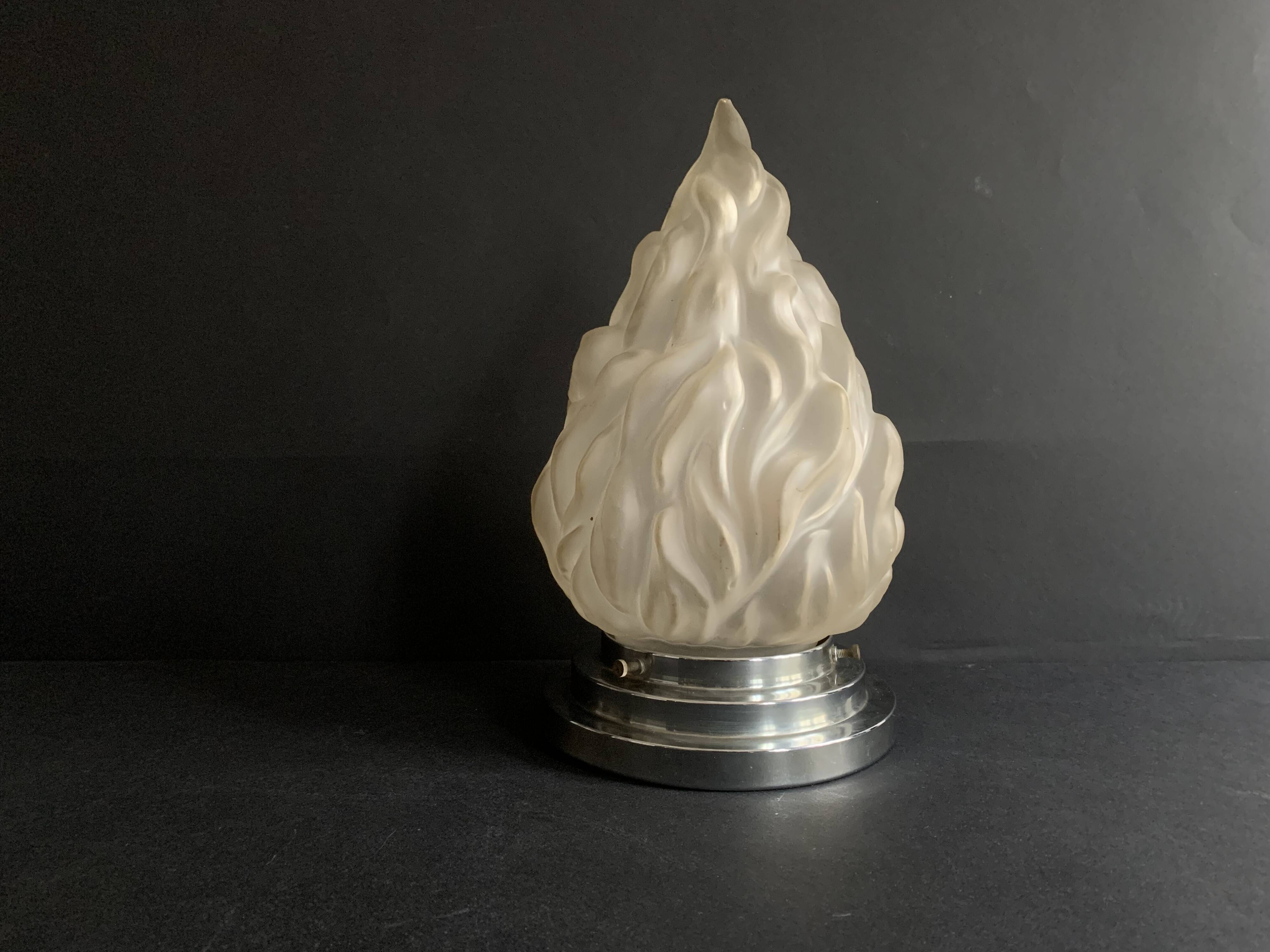 Large Art Deco flame globe lamp or ceiling light, 1920