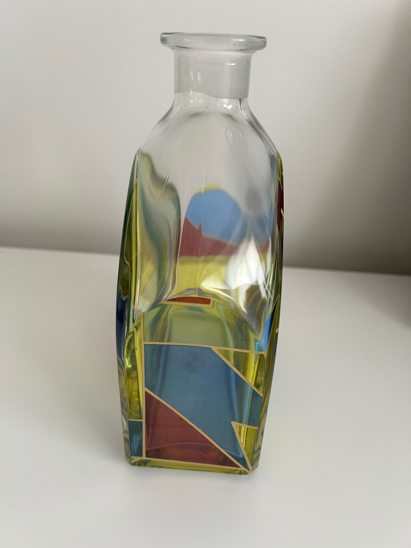 Rare vintage carafe bottle Luigi Bormioli Italy - Model "Stained-