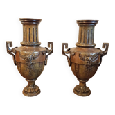 Paire de vases anciens style Empire / Napoléon III – bronze ou régul