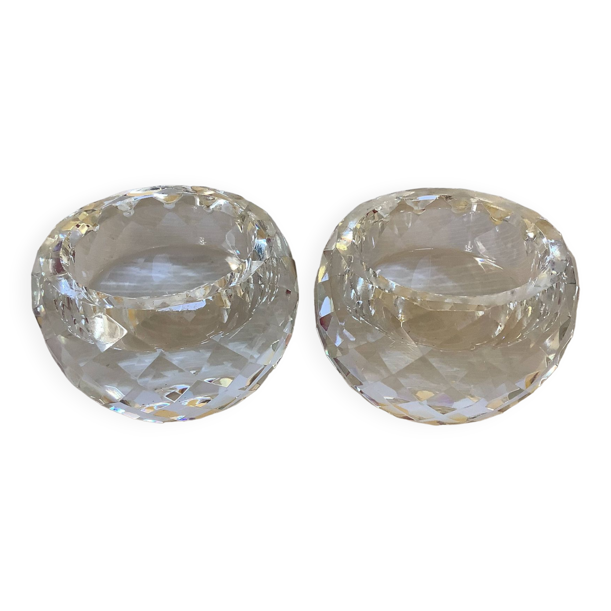 Pair of diamond point candlesticks