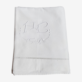 Drap monogramme HC brodé