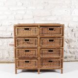 Wicker and rattan chest of drawers with 8 drawers