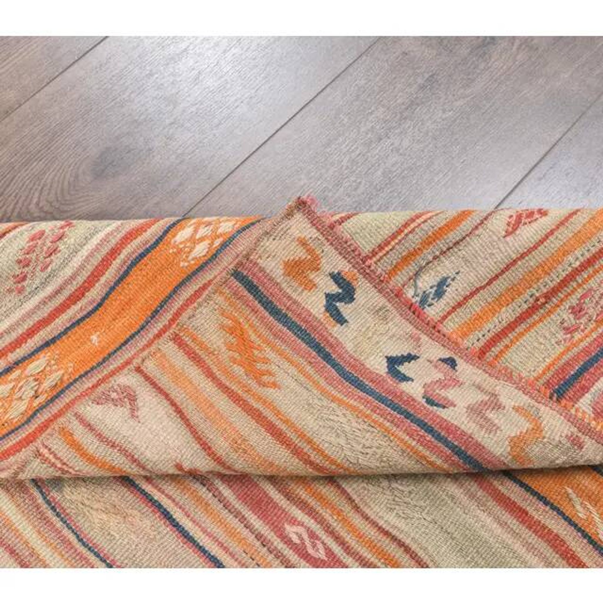 1970s Turkish Oushak Kilim Wool Rug 101x197