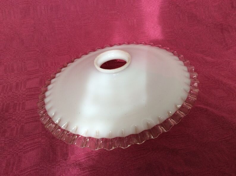 Pendant lamp in white opaline luminaire year 1960