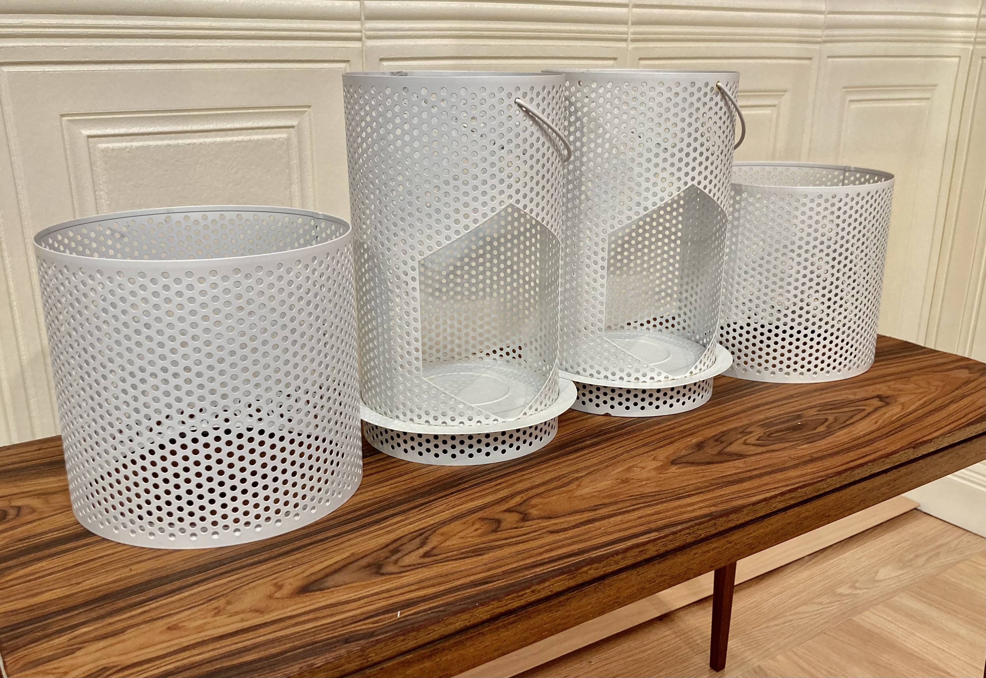 Set of 2 large metal candle holders in scandinavian design.