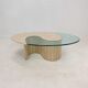 Italian travertine and glass coffee table, 1980's