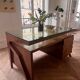 Mid-century Gio Ponti desk / Italian desk with a wooden and glass top