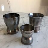 Set of 2 cups and 1 silver metal shell