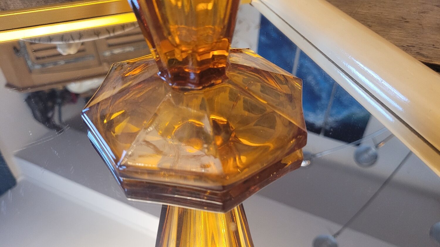 60's amber glass vase