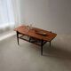 Vintage Creafort coffee table 1960s teak with rattan magazine shelf
