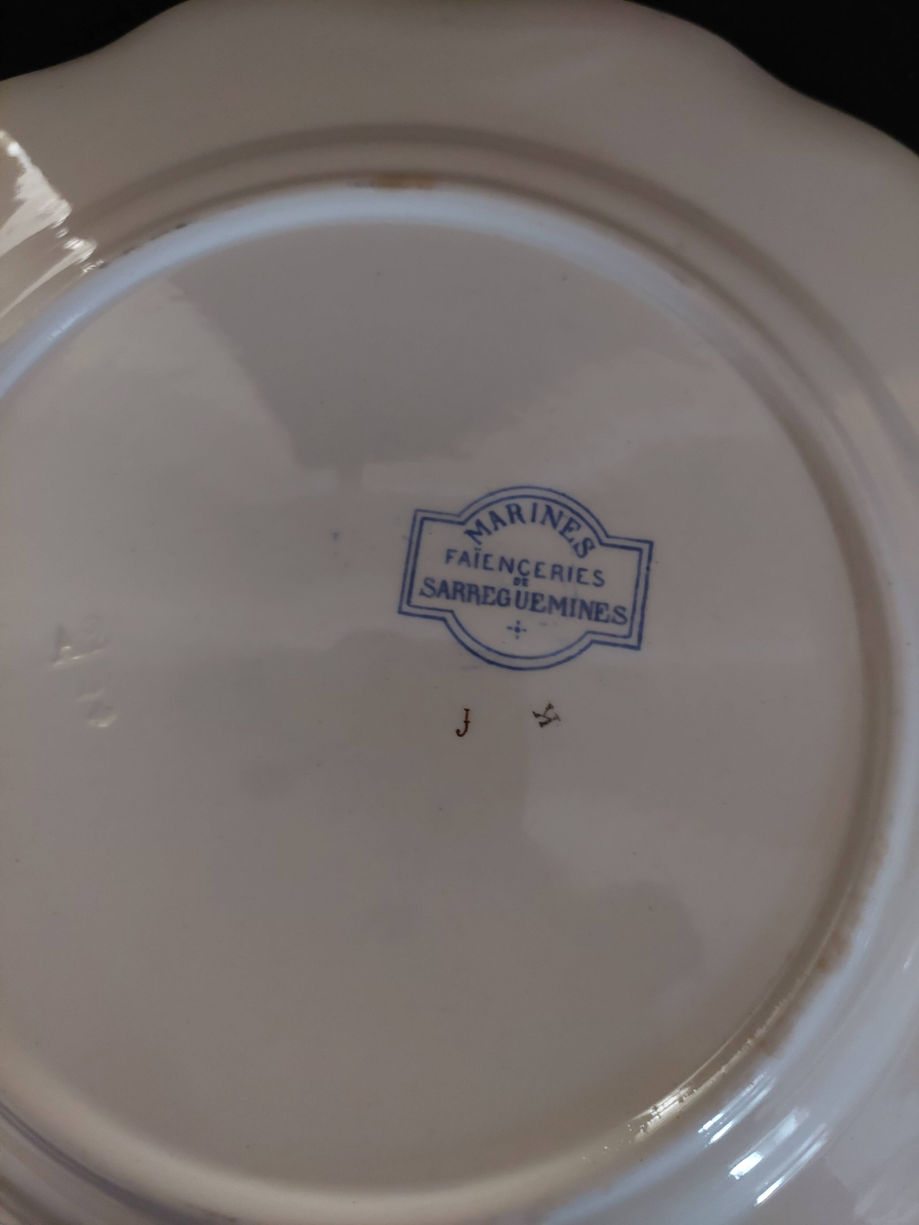 Sarreguemines earthenware plate with Marine decor late 19th century early 20th century