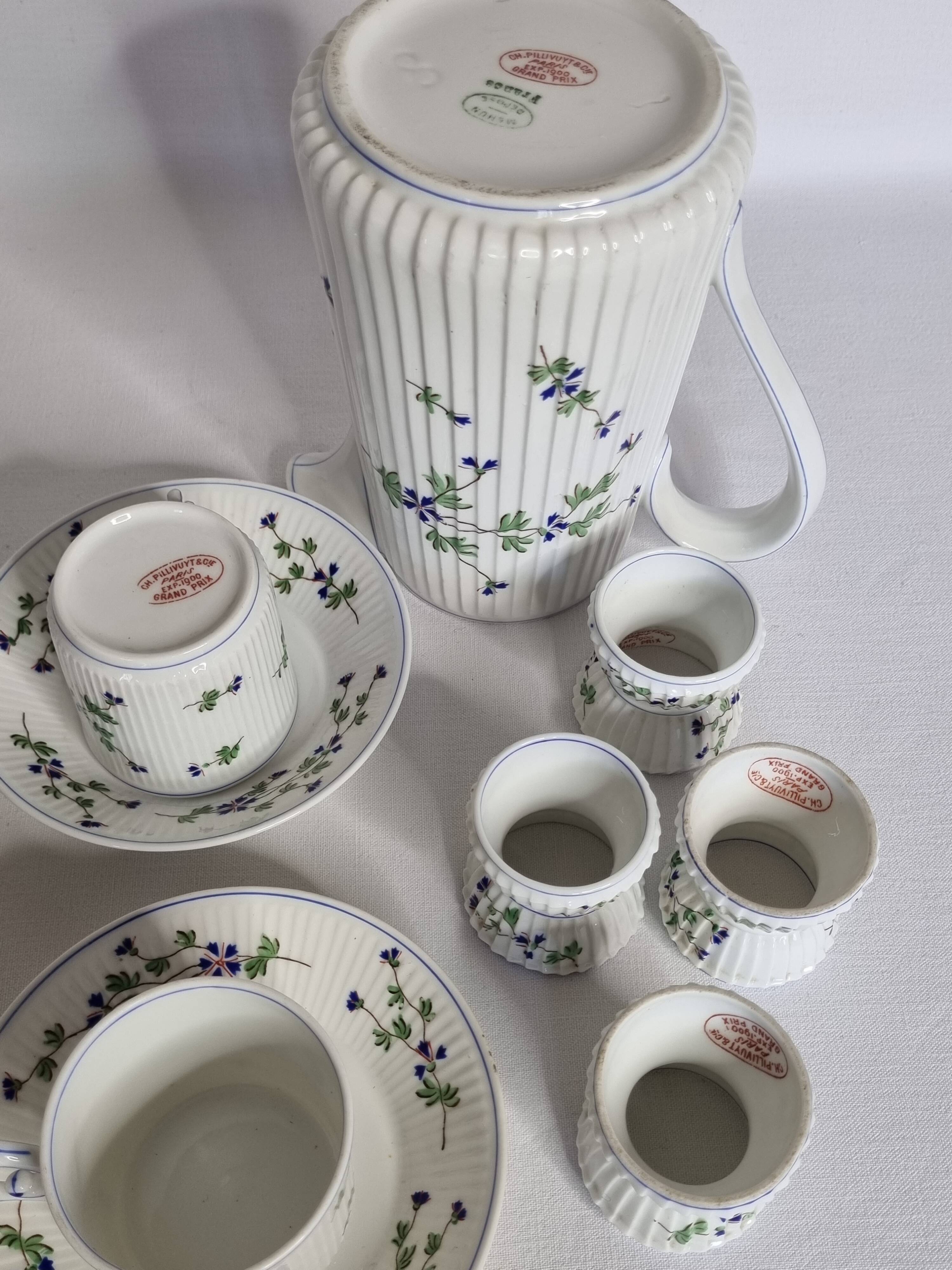 Pillivuyt & Cie breakfast service – 1900, 13 pieces, floral model