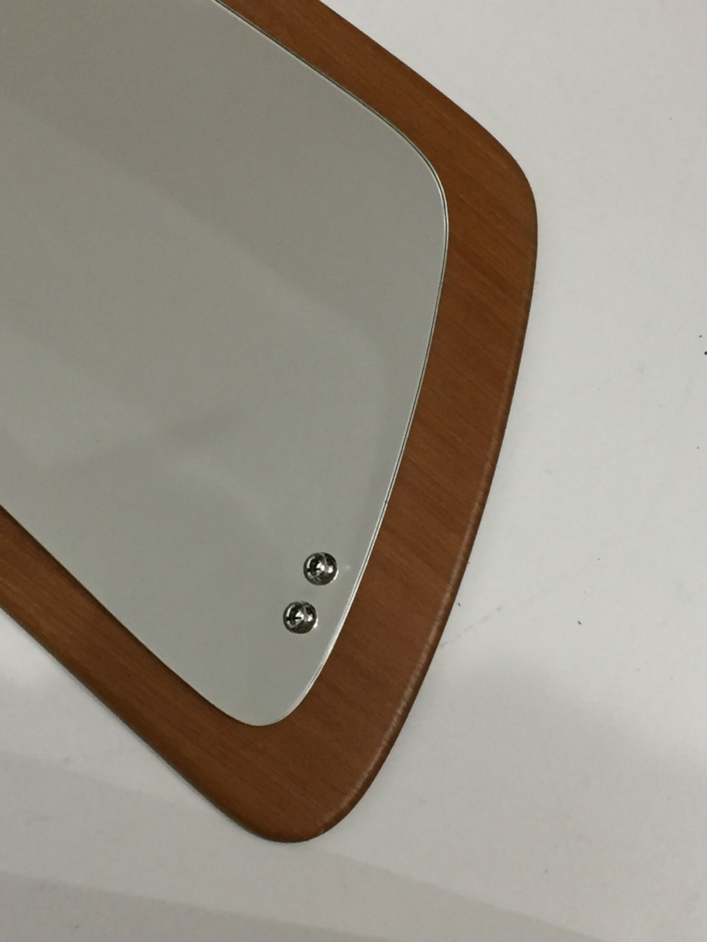 Scandinavian mirror in free-form teak