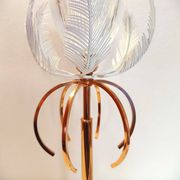Lampe italienne en métal cuivré et verre cristal, style Hollywood Regency