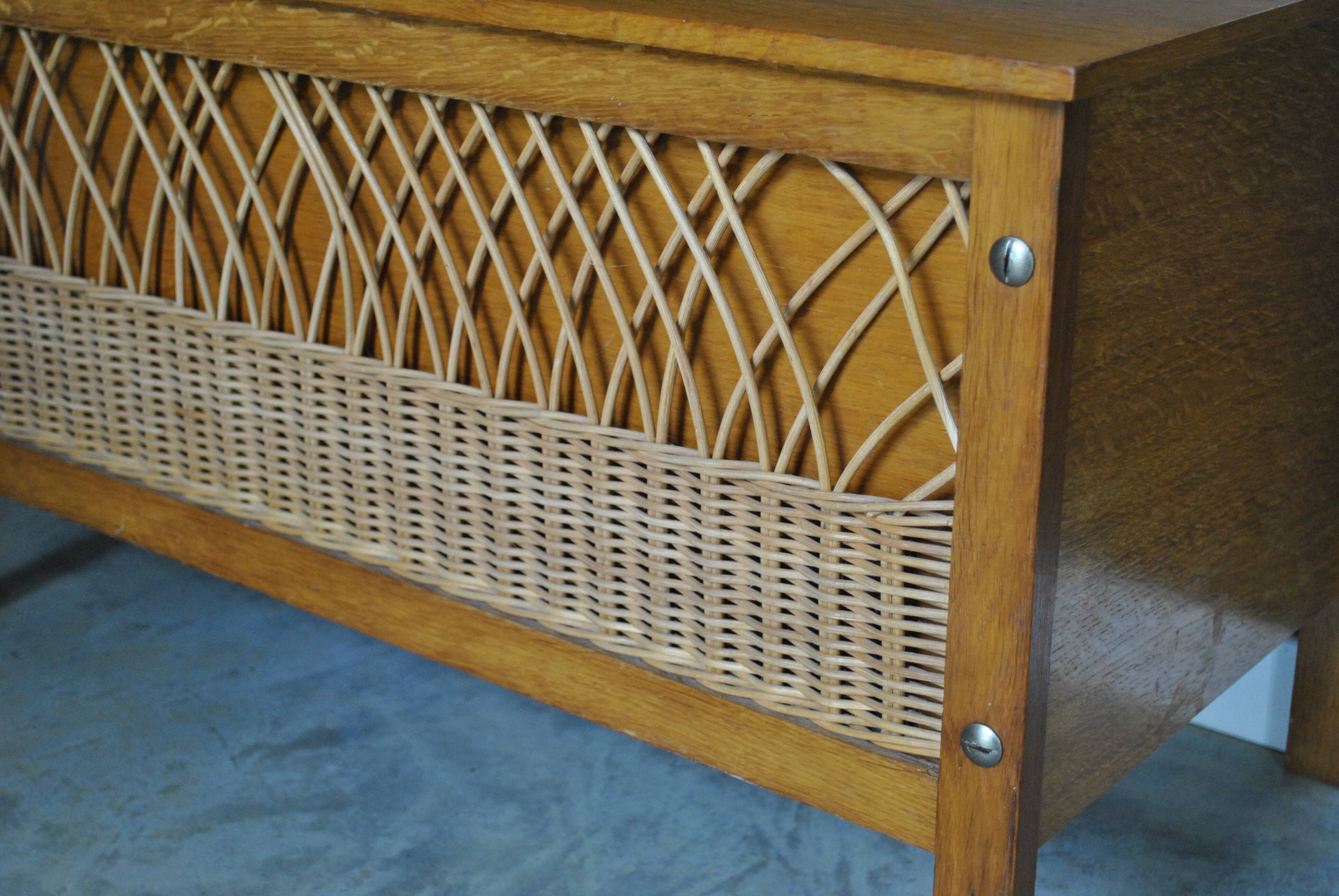 Coffre banc rotin 1960 vintage