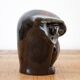 Vintage Dark Ceramic Owl Figurine: Hand Made Glazed Pottery, Bird Design