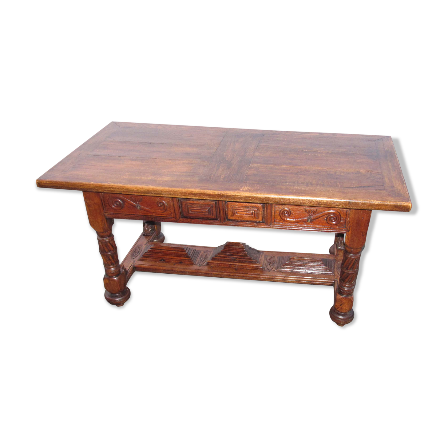Table - Carved solid oak desk